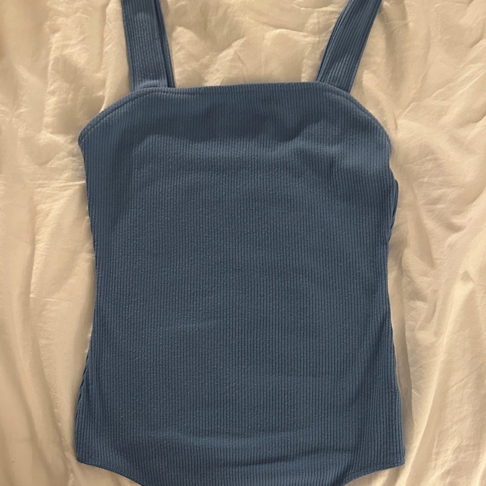 American Eagle Outfitters Blue Ribbed Bodysuit